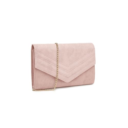 Miss Lulu Clutch Damen Envelope Pochette Abendtasche Mode Elegant (Rosa)