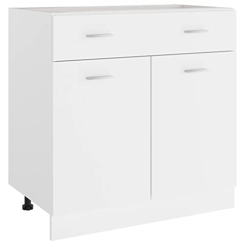 vidaXL Schubunterschrank mit 2 Regalböden 1 Schublade Schrank Küchenzeile Küchenmöbel Unterschrank Küchenschrank Weiß 80x46x81,5cm Holzwerkstoff