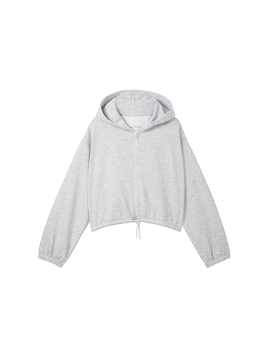 TOM TAILOR Mädchen Kinder Cropped Basic Sweatjacke, 15398 - Light Stone Grey Melange, 164