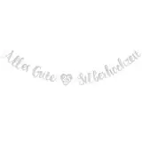 Silberhochzeit Girlande Deko Glitzer Alles Gute zur Silberhochzeit Banner Papier Hänge Dekoration für Silberhochzeit, 25. Jubiläum, 25. Hochzeitstag usw.