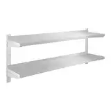 Royal Catering RCWR-140.2 Wandregal Edelstahl Zwei Ablagen 140 x 30 cm à 3,5 cm Stärke 70 kg Traglast Edelstahlregal für Küche Küchenregal Edelstahl Regal Gastro