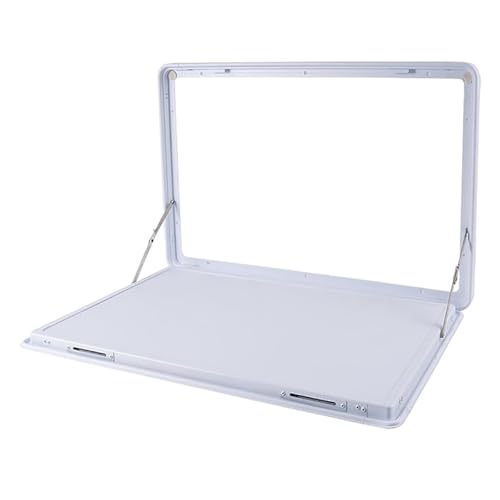 Klappbare Wohnmobiltische mit Schloss, Herunterklappbarer Schreibtisch aus Aluminiumlegierung, Picknicktisch zur Wandmontage im Freien für Wohnwagen, Lieferwagen, Wohnmobile, Reiseanhänger(White,40x45