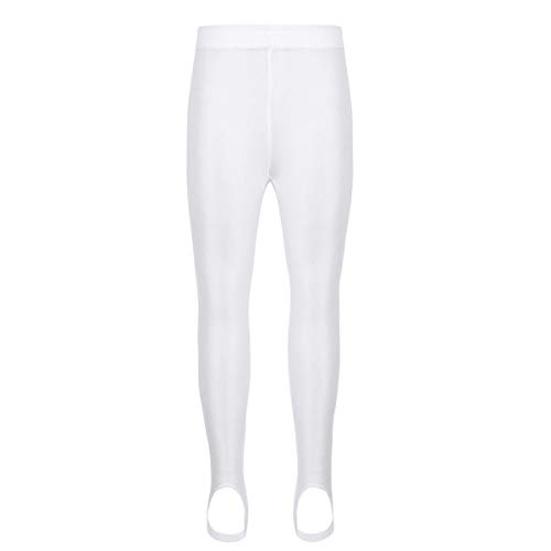 Aislor Kinder Strumpfhose Ballett Leggings mit Steg Mädchen Jungen Ballettkleidung Tanzhose Lang für Tanz Yoga Sport Gymnastik Schwarz Weiß Weiß 122-128