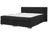 Beliani Boxspringbett Polsterbett in Schwarz Leinenoptik Doppelbett 180 x 200 cm modernes Designerbett Admiral