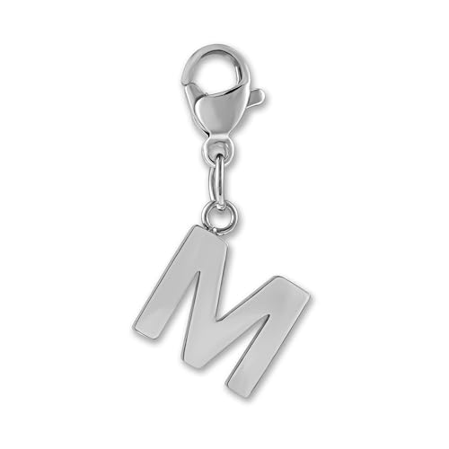 GD GOOD.designs Charms Anhänger mit Buchstabe M und Karabiner Verschluss - Initial Charm Silber aus Edelstahl für Bettelarmband