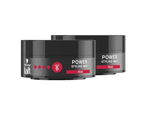 Schwarzkopf TAFT Styling Wax Power (2x 75ml), Haarwax für bis zu 48 Stunden Kraft-Halt, schonend für Haar und Kopfhaut, veganes, Styling-Wax, Haarwachs