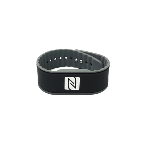 NFC Armband Silikon, individuell programmierbar, wasserfest, flexibel, verstellbar, NTAG 216, 924 Byte, 260 x 27 x 5 mm, Schwarz