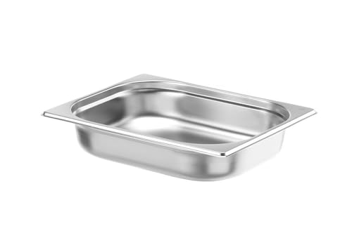 HENDI Gastronormbehälter, Temperaturbeständig von -40° bis 300°C, Heissluftöfen-Kühl- und Tiefkühlschränken-Chafing Dishes-Bain Marie, 4L, GN 1/2, 325x265x(H)65mm, Edelstahl