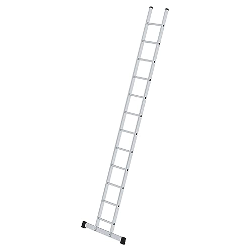 PROREGAL Sprossen-Anlegeleiter 350 mm breit mit Standard-Traverse | 12 Sprossen | Leiter, Teleskopleiter, Trittleiter, Bockleiter, Sprossen-Doppelleiter
