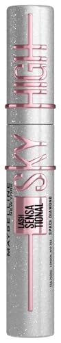 Maybelline New York Lash Sensational Space Diamond, silber glitzernde Topcoat für ein schimmerndes Augen-Make-Up, Extreme Länge & volles Volumen, Intensiver Look, Sky High, 8 ml