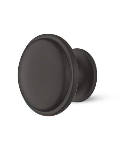 Gedotec Messing Schubladen-Knopf Antik Schrankknopf Vintage Möbelknopf Bronze schwarz - NELLES | Küchen-Knopf groß Ø 36 mm | Kommoden-Knopf rund | 1 Stück - Design Knauf Landhaus-Stil mit Schrauben