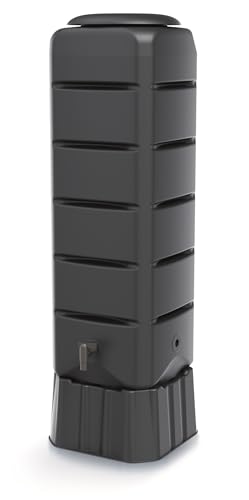 Regenwassertonne Regentonne Regenbehälter Regentank Regenfass Eckig Wassertank mit Standfuss Deckel und Wasserhahn 120L Anthrazit