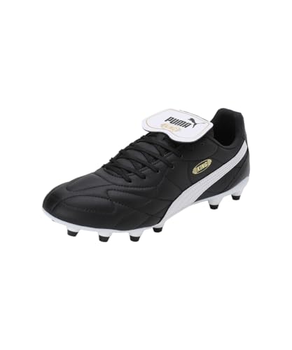 PUMA Unisex King Top Fg/Ag Fußballschuhe, Puma Black Puma White Puma Gold, 44.5 EU