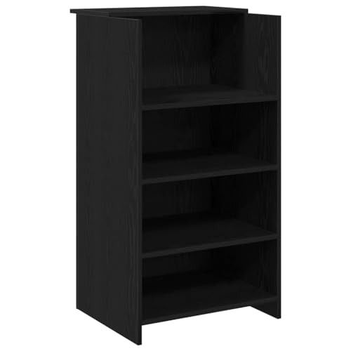 vidaXL Empfangstheke Schwarz 55x50x103,5 cm Holzwerkstoff, Empfangstresen, Salon Empfangstheke, Kassentheke, Empfangstisch, Büro Empfangstheke