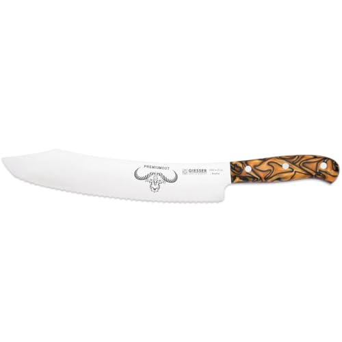 Giesser seit 1776 - Made in Germany - Brotmesser 25 cm Spicy Orange, PremiumCut Wave No 1, Wellenschliff, Acryl, exotisch, rostfrei, deutsches Grillmesser scharf