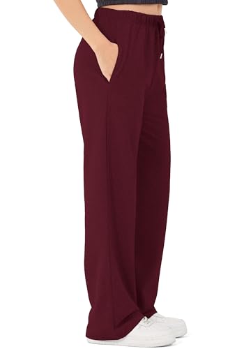 ROSS CAMP Jogginghose Damen - Baumwolle Sporthose Lang, Traininghose Laufhosen Bequeme Jogger, Sweatpants Weites Bein mit elastischem Bund Yogahose - Bordeaux M