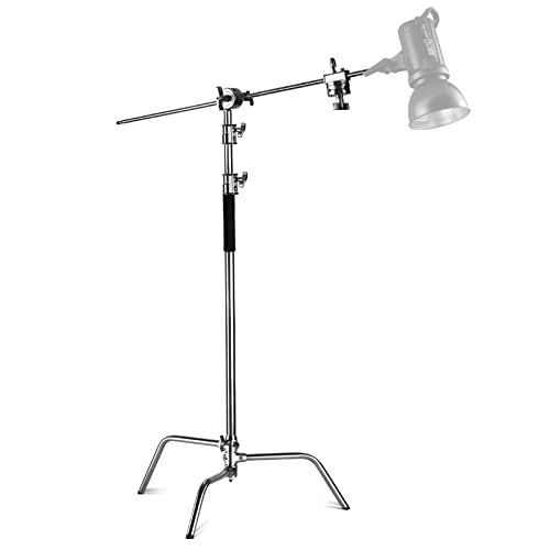 NEEWER Pro Hochleistungs C Ständer aus 100% Edelstahl mit Auslegerarm, maximale Höhe 320cm, Fotografie Lichtstativ mit 128cm Haltearm, 2 Griffköpfe für Studio Monolicht, Softbox, Reflektor