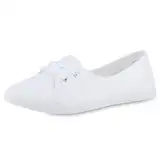 VAN HILL Damen Sportliche Ballerinas Flach Basic Bequem Schuhe 215862 Weiss 39