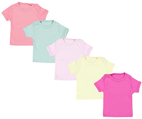 TupTam Baby Mädchen Kurzarm T-Shirt Gemustert Bunt 5er Set, Farbe: Mehrfarbig 3, Größe: 104