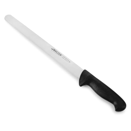 Arcos Tranchiermesser/Schinkenmesser aus Nitrum Edelstahl - Professionelles Küchenmesser zum Kochen mit Ergonomischem Griff aus Polypropylen und Klinge von 300 mm - Schwarz, Serie 2900