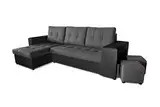 NAWSTOL - Ecksofa Couch Leon mit Schlaffunktion und Bettkasten - Modern Sofa für Wohnzimmer - Links/rechts montierbar (Grau + schwarzes Kunstleder)