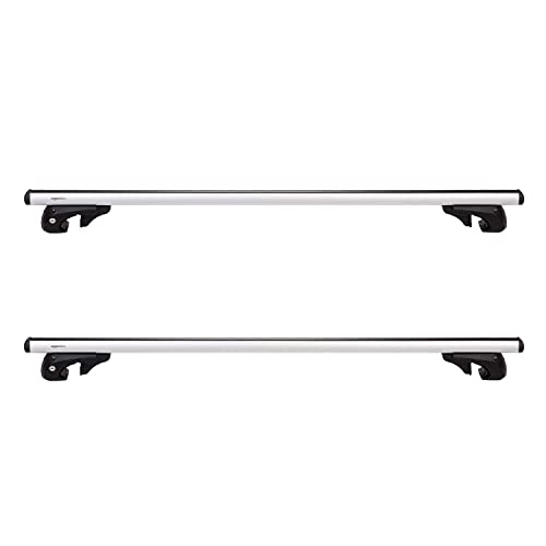 Amazon Basics Dachträger 132.1 cm, für 2 offene Dachrelings mit Abstand 98 bis 116,8 cm, 2-teilig, Schwarz