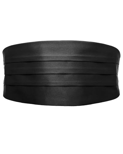 KGDUYC 1 pcs Satin Kummerbund Herren Schwarz Kummerbund Männer für Smoking Frack Anzug Hemd, Verstellbar Band - Schwarz