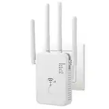 Aenxwa WLAN Repeater WLAN Verstärker 1200Mbit/s Dualband 2,4GHz+5GHz WiFi Booster mit Repeater/Router/Access Point Modus,4 Antenne,Einfache Einrichtung,WiFi Range Extender Mit LAN/WAN Port