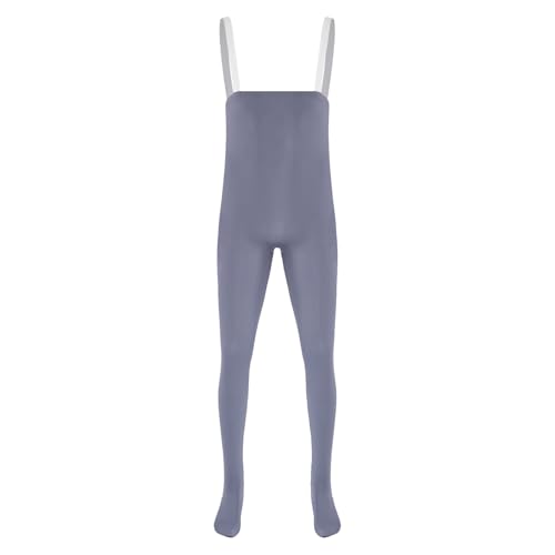 inlzdz Herren Ballett Trikot Unitards Jumpsuit Ärmellos Einteiler Body Overall Stretch Unterhemd Stretch Ballettkleidng Grau L