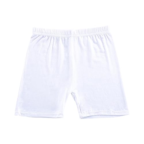 Tanzshorts für Mädchen, elastischer Bund, Baumwolle, atmungsaktiv und kurz, dehnbare Tanzhose, Radlerhose für Mädchen, aktive Kleidung, weiß, 7-8 Jahre