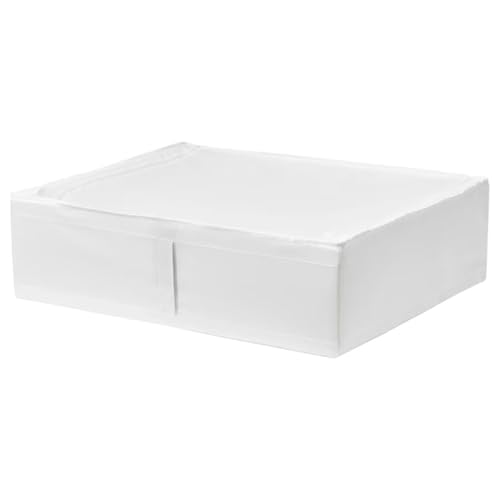 NIKTI SKUBB Aufbewahrungskoffer – Weiß – Unterbett-Organizer mit Reißverschluss und Griffen – 69 x 55 x 19 cm – Faltbare Stoffbox für Kleidung, Bettwäsche und Saisonartikel