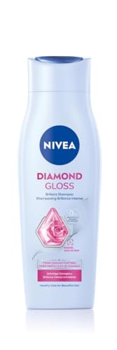 NIVEA Diamond Gloss Shampoo, pflegendes Haarshampoo mit Diamantpartikeln und Rosenöl, intensives Pflegeshampoo für natürlich schönes, glänzendes Haar (250 ml)