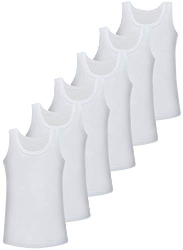 LOREZA ® 6 Pack Jungen Unterhemden 100% Baumwolle (92-98 (2-3Jahre), 6er Pack)