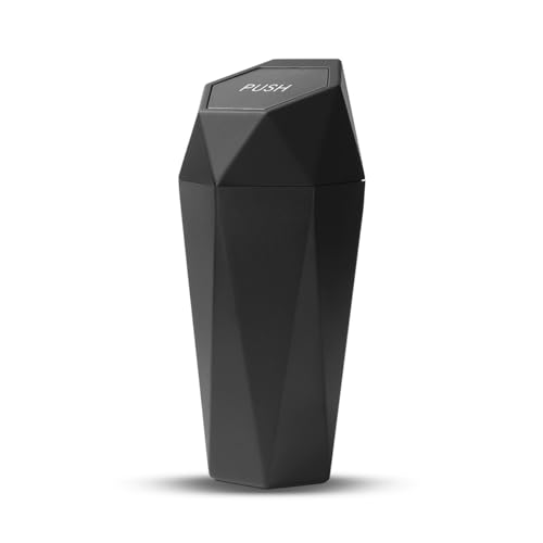 Adunsiaoto Mini Auto Mülleimers, Kunststoffe Tragbare Fahrzeug Mülleimer Abfalleimer, Tragbare Auto Mülleimer, Auto Mülleimer mit Deckel, für Haus Büro Küche(Schwarz)