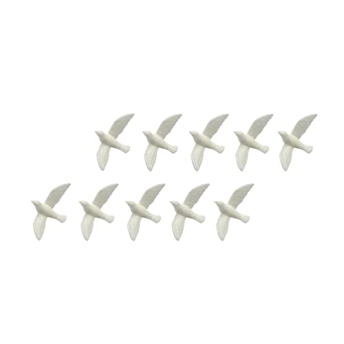 Milisten 10Pcs Puppenhaus Taube Miniatur Tiere Figuren Fee Garten Vogel Statue Taube Modell Weihnachten Micro Landschaft DIY Terrarium Handwerk Bonsai Ornament Weiß