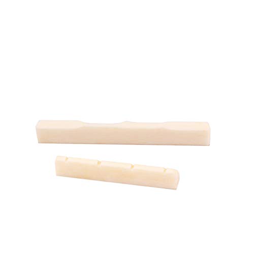 Alnicov Bone Guitar String Bridge Sattelmutter Set Schlitz für 4 Saiten Ukulele Guitar Ersatz