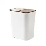 dijiusidy Innovativer Sortier Mülleimer mit zwei Fächern für das Haushaltsrecycling, leichte Kunststoff Abfallbehälter, vielseitig einsetzbar, Weiß, 29X21X33CM