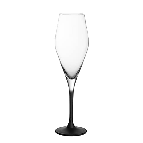 Villeroy & Boch – Manufacture Rock Champagnerglas Set 4-Teilig 260 Ml, Champagnergläser Schwarz, Gläser Champagner, Prosecco Gläser, Sekt Gläser Schwarz Matt Modern, Sektflöte, Kristallglas