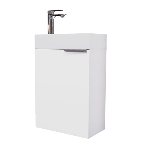 Planetmöbel Waschtisch mit Unterschrank 40 cm Waschbecken Bad Gäste WC, weiß