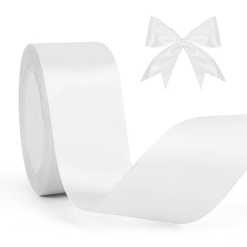 Geschenkband 40mm Satinband Weiss 23 Meters Schleifenband Weiß Für Geschenkverpackung Seidenband Geschenkbänder Für Hochzeitsdekoration Stoffband Für Basteln Haarbögen Satinbänder