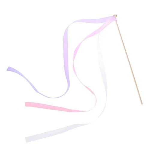 QuxetlRyz Tanzbändchen Sticks 20 Stück tanzende Band-Zauberstäbe for Hochzeiten, Luftschlangen mit Glocken, Feenstäbe(Pink)