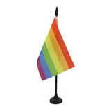 AZ FLAG - Tischflagge Regenbogen - 15x10 cm - Schwul Tischfahne 10 x 15 cm - Flaggen