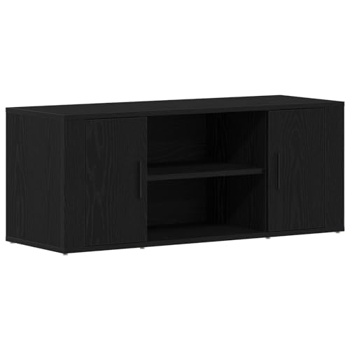 vidaXL Modernes Unterhaltungszentrum in Schwarz-Eiche | Innen 100 cm MDF Stylischer Stauraum für TV und Medien | Elegante matte Oberfläche | Perfektes Heimkino Wohnzimmer Standmöbel Einheit Rechteckig