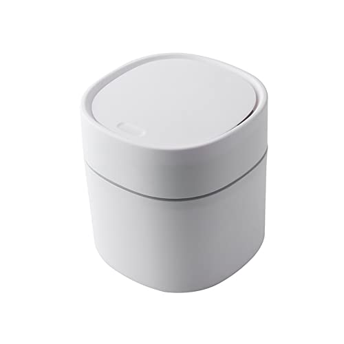 croselyu Mini Desktop Mülleimer mit Deckel Sanitär Eimer schälen Melone Samen Shell Müll Mülleimer Auto Mülleimer，1 Stück(Weiß)