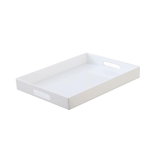 PRETYZOOM Tablett Mit Griff Couchtisch Dekoratives Tablett Waschtischablagen Für Badezimmer Badezimmer-tablett Ablagefach Organizer-Schalen Küchentablett Rechteck Weiß Schminktisch Acryl