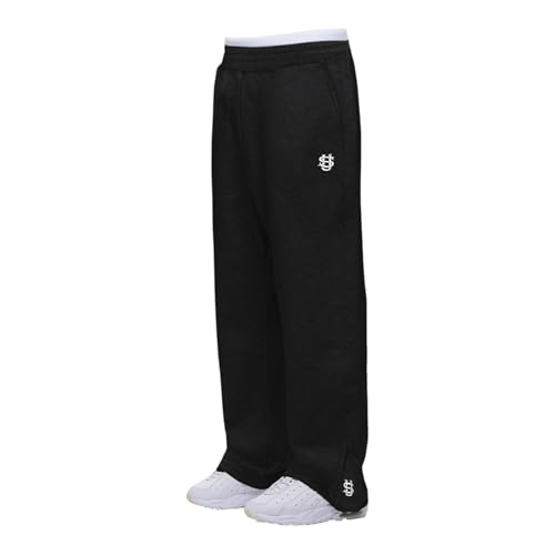 Herren Jogger Weite Baggy Sweatpants-Baumwolle Elastische Taille Jogginghose Weite Sporthose-Warme Herren Sweatpants mit Taschen Y2K (DE/NL/SE/PL, Alphanumerisch, M, Regular, Regular, Black)