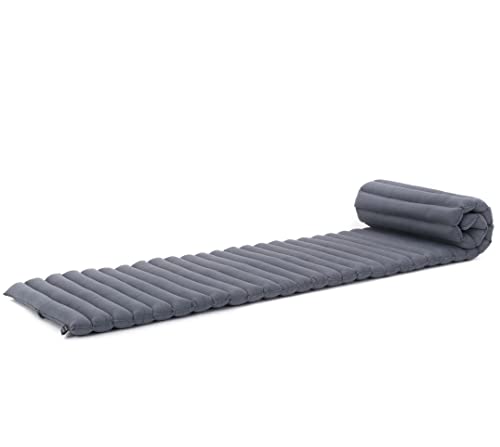 Leewadee Faltbare Bodenmatratze - Japanischer Rollbarer Futon - Tatami Faltmatte - Gästebett - Camping Matratze - Thai Massage Matte, Kapok Füllung, Anthrazit