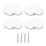 LONZIKP 4 pcs Wolkenform Schubladenknöpfe Möbelknäufe, Cartoon Form Weicher Kleber Knöpfe für Kinder, für Schrankgriff Schubladen Knöpfe, Kinderzimmer Schränke, Toy Organizer Box (Weiß)