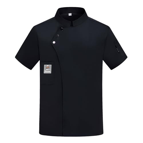 Generisch Kochjacke Herren Kurzarm Kochhemd Regular Fit Stehkragen Kurzarmhemd Sommer Kochkleidung Unisex Restaurant Küchenchef Uniform Kurzhemd Koch Outfit Kurzarm Top Strickjacke