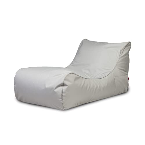 Ecopuf Master Sitzsack Outdoor Sonnenliege Chaise Longue XL Farbe Perle Beanbag mit Seitliche Aufbewahrungstasche Chaiselongue Wasserfestes mit Füllung Dim 115X65X60 cm